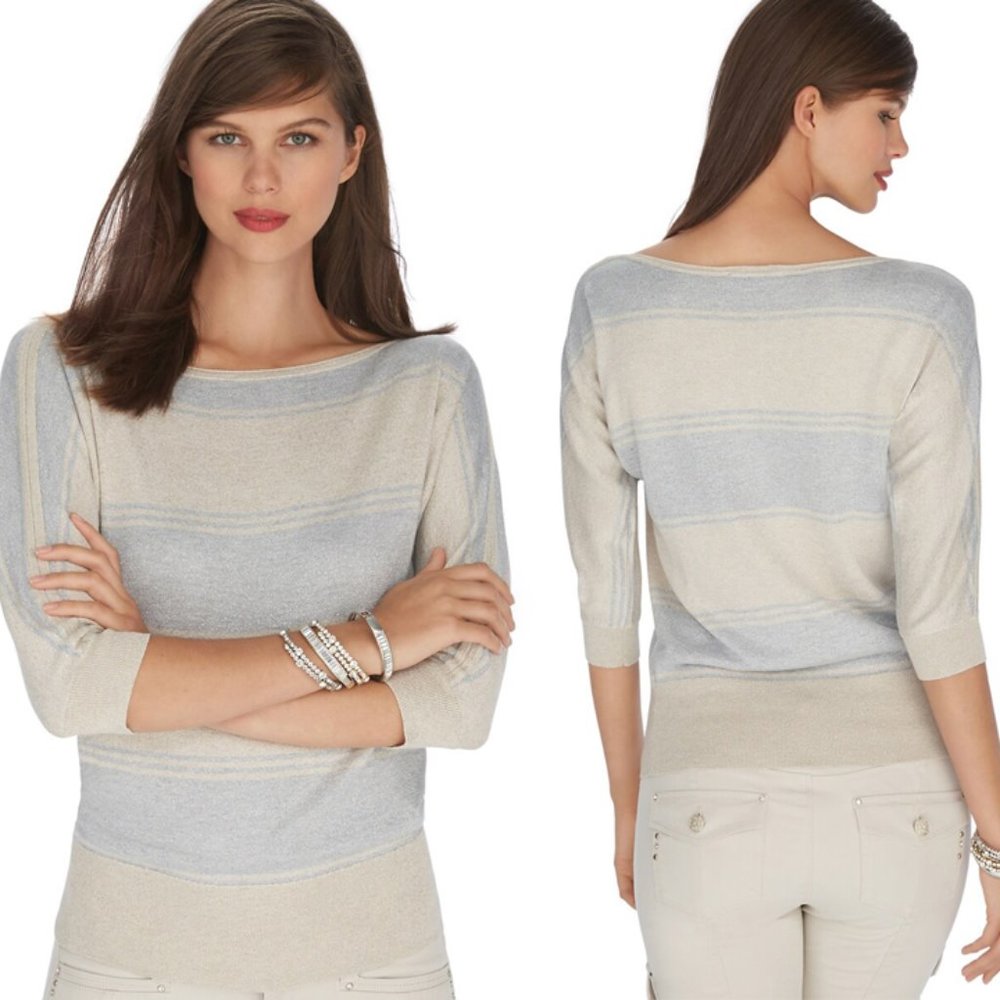 SOLD |WHBM | Dolman Bateau Stripe Pullover - Picture 2 of 8